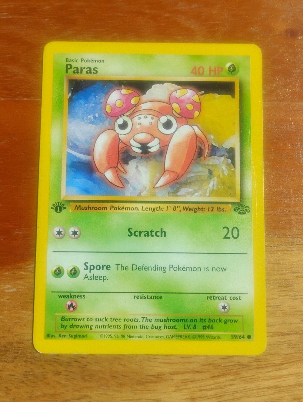 LP WOTC 1999 1st Edition Paras 59/64 Jungle Set Pokemon Card